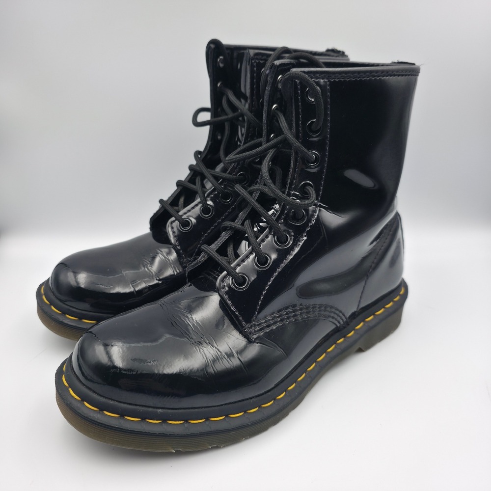 Dr. Martens 1460 Black Patent Leather 8 Eye Boots 11821 US Men 8 Women 9
